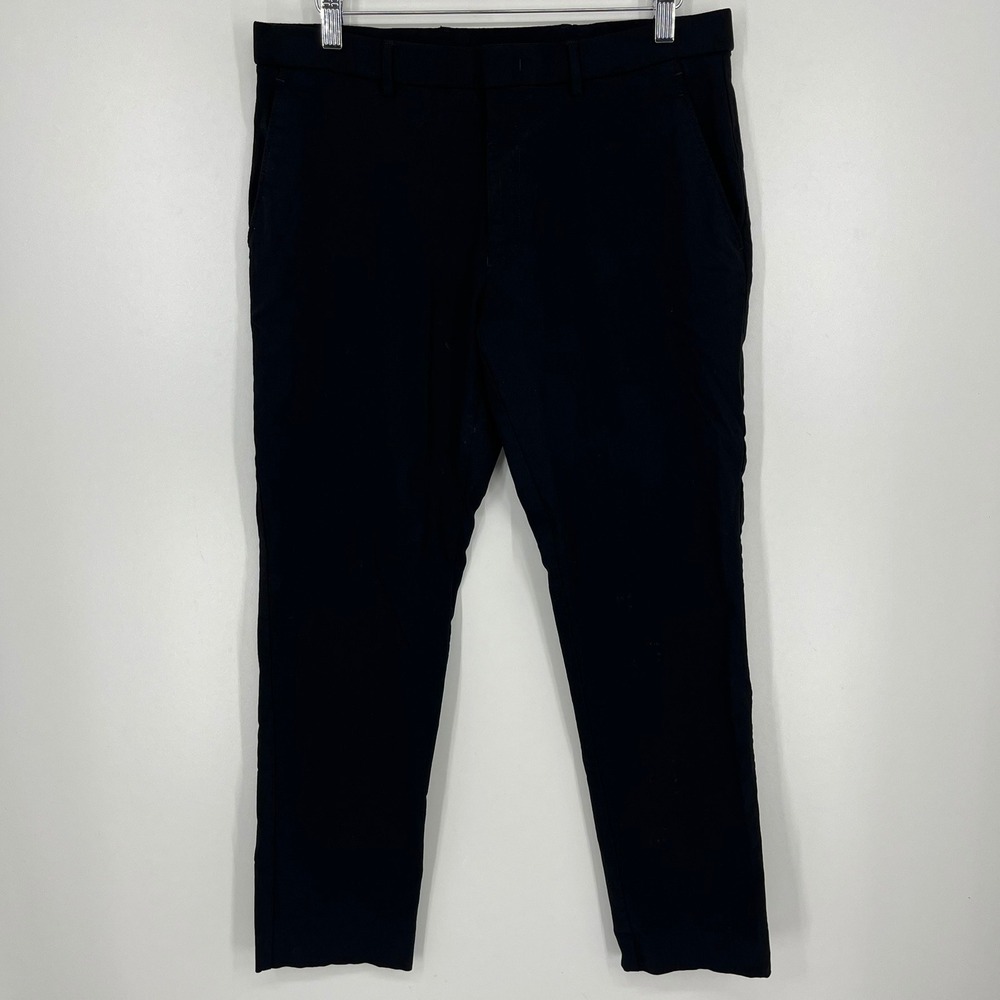 Tommy Hilfiger Mens Black Dress Pants Flat Front Stretch Trousers 34W x 30L
